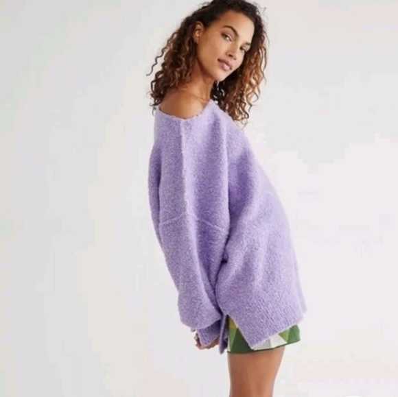 Free People Sweaters - Free People Purple Off-the-Shoulder Sweater